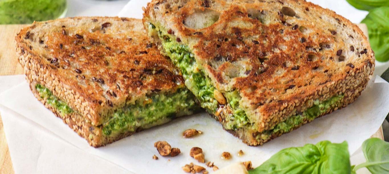 Grilled Cheese with Walnut Pesto, Dukkah & Cheddar La Fourmi